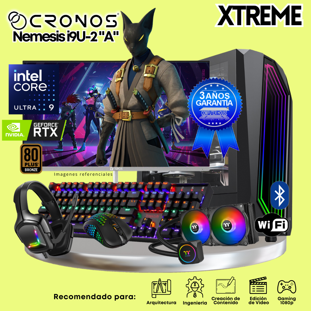 PC Xtreme CRONOS Nemesis U9-2 "A", 32GB DDR5 RAM, 1TB SSD, RTX5060 8GB, Liquid Cooling, 27″ FHD 165Hz Monitor, Wi-Fi &amp; Bluetooth.