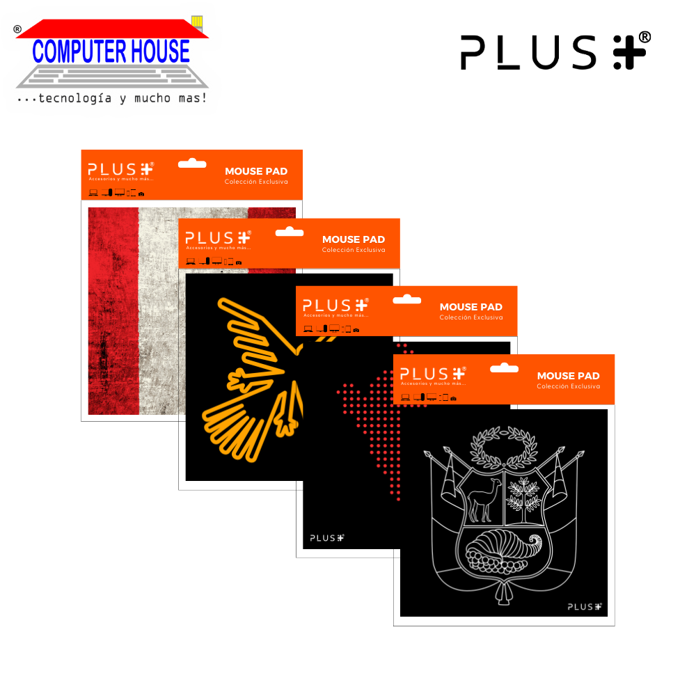 Pad Mouse Premium PLUS, colección Peruano, antideslizante, superficie de tela, 20x20x0.5cm, diseño variado.