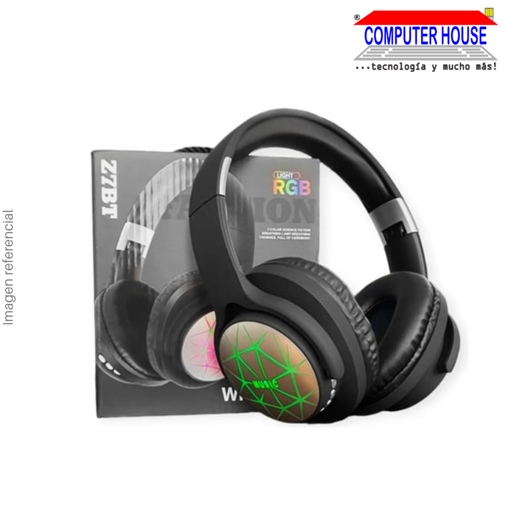 Z7BT Wireless Headphones with RGB Lights, Bluetooth, Microphone - Black
