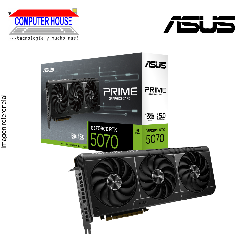 Tarjeta de Video ASUS RTX5070 12GB, GDDR7, PRIME, NVIDIA GeForce, 3xDisplayPort, 1xHDMI, PCI-e 5.0.
