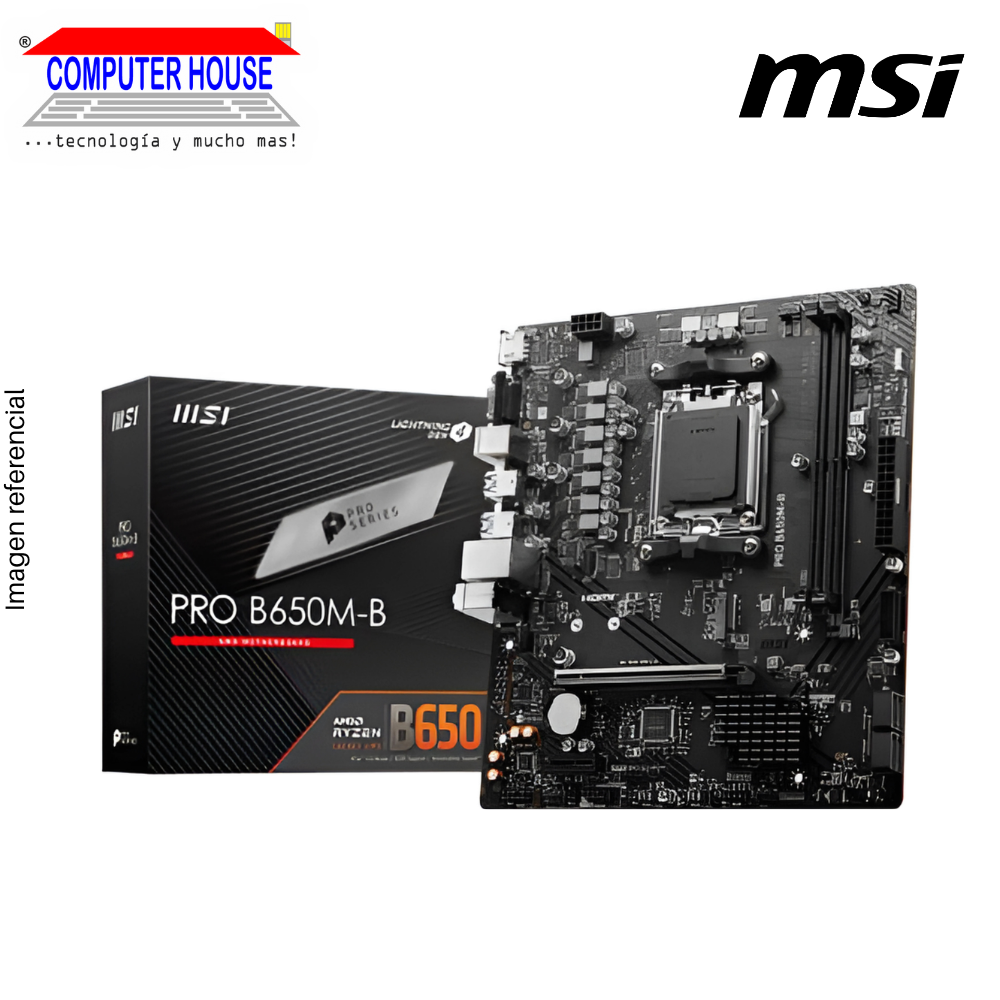 MSI PRO B650M-B Motherboard, AMD B650 Chipset, AMD AM5 Socket, mATX.