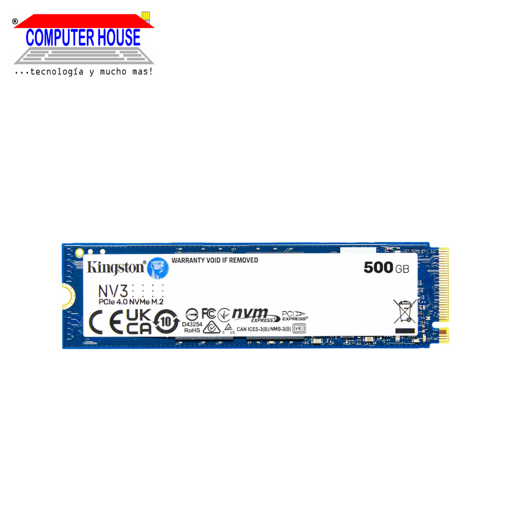 KINGSTON 500GB NV3 M.2 NVMe PCIe SSD (Max Read 5000Mb/s, Max Write 3000Mb/s).