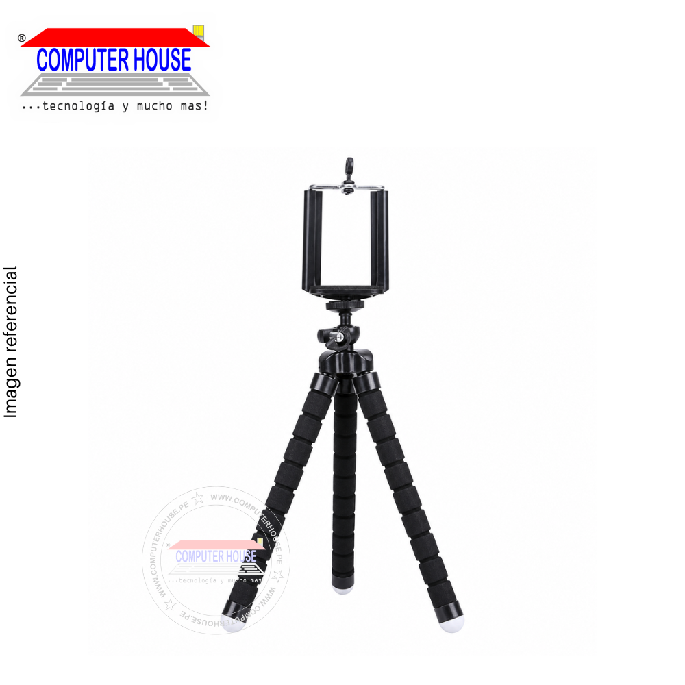 Trípode Flexible 20 cm para Celular, Soporte Ajustable, Patas Flexibles, Negro.
