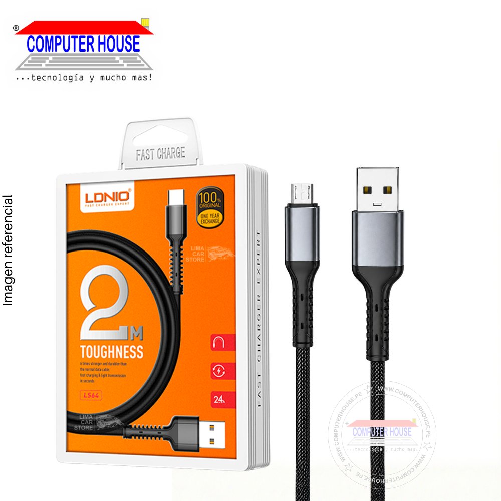 Cable LDNIO LS64 USB-A a Micro USB(V8), Carga Rápida 30W, 2 metros, Gris.