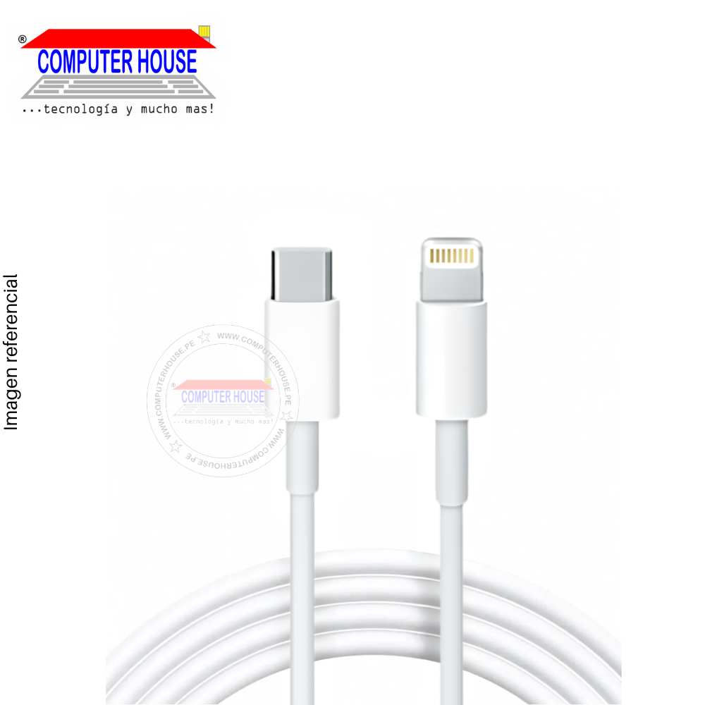 Cable USB-C a Lightning, 3A, 1 metro, Blanco.