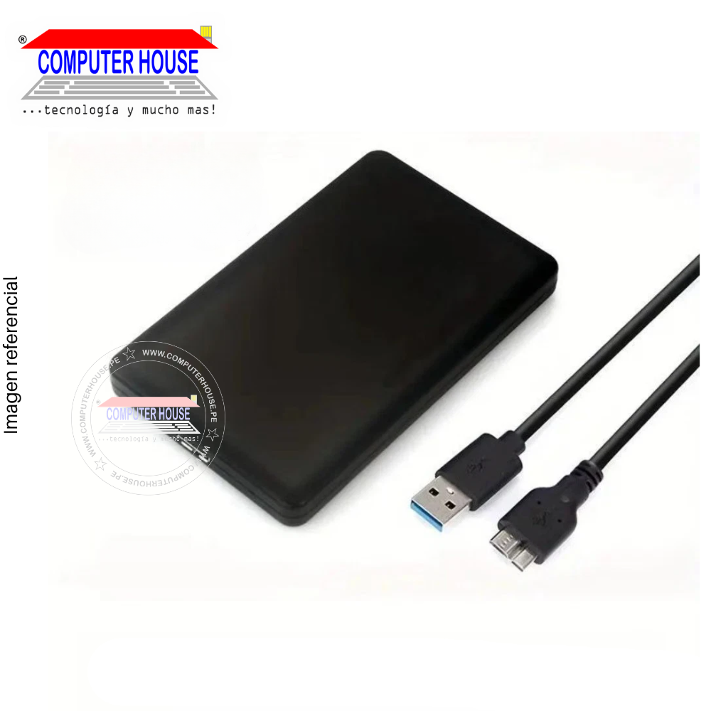 Case para disco 2.5" HDD/SSD SATA, USB 3.0, plástico.