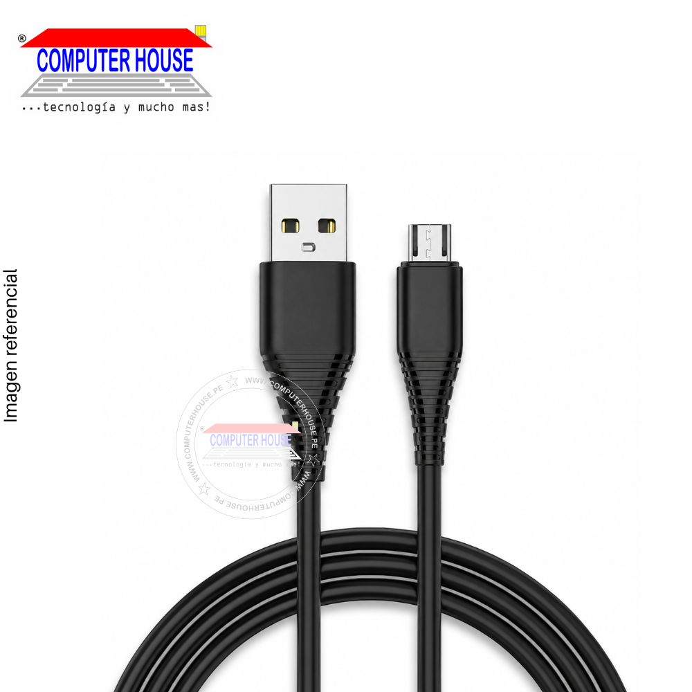 Cable USB-A a Micro USB(V8), 2.4A, 1 metro, Negro.