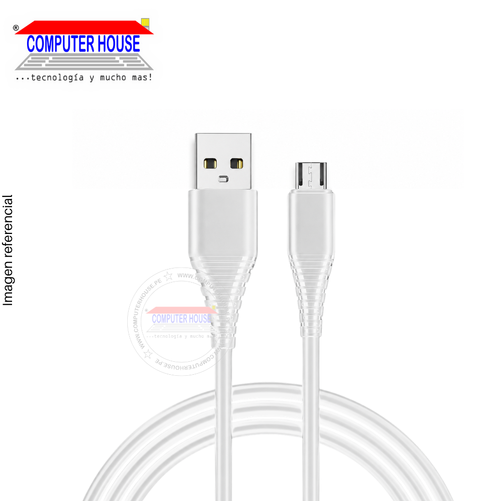 Cable USB-A a Micro USB(V8), 2.4A, 1 metro, Blanco.