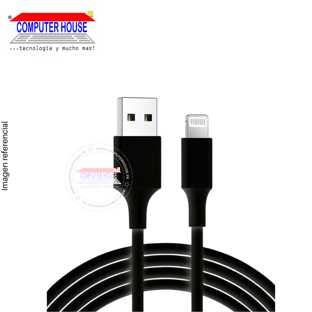 Cable USB-A a Lightning, 3.8A, 1 metro, Negro.