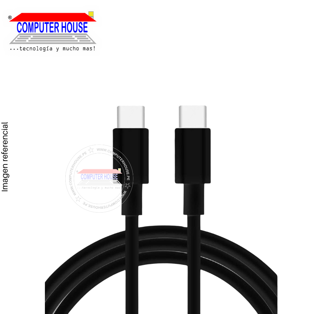 Cable USB-C a USB-C, 3A, 1 metro, Negro.