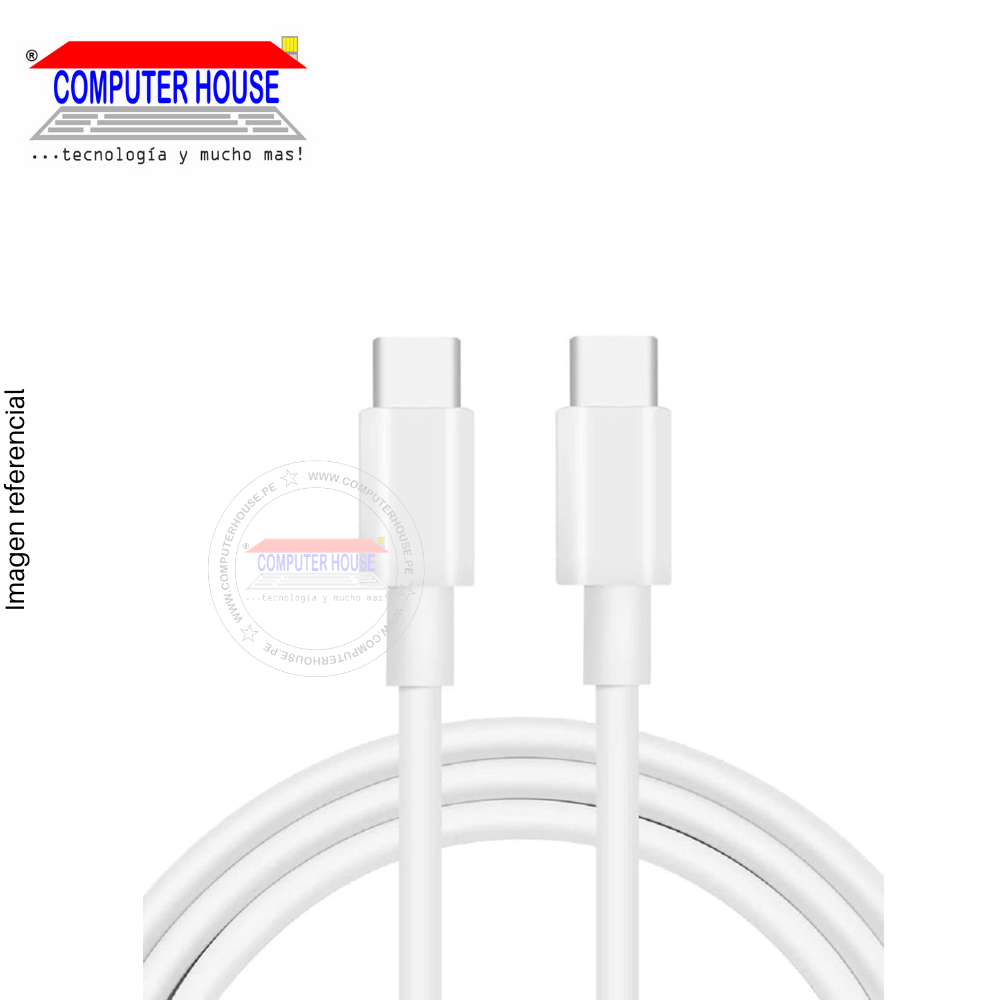 Cable USB-C a USB-C, 3A, 1 metro, Blanco.