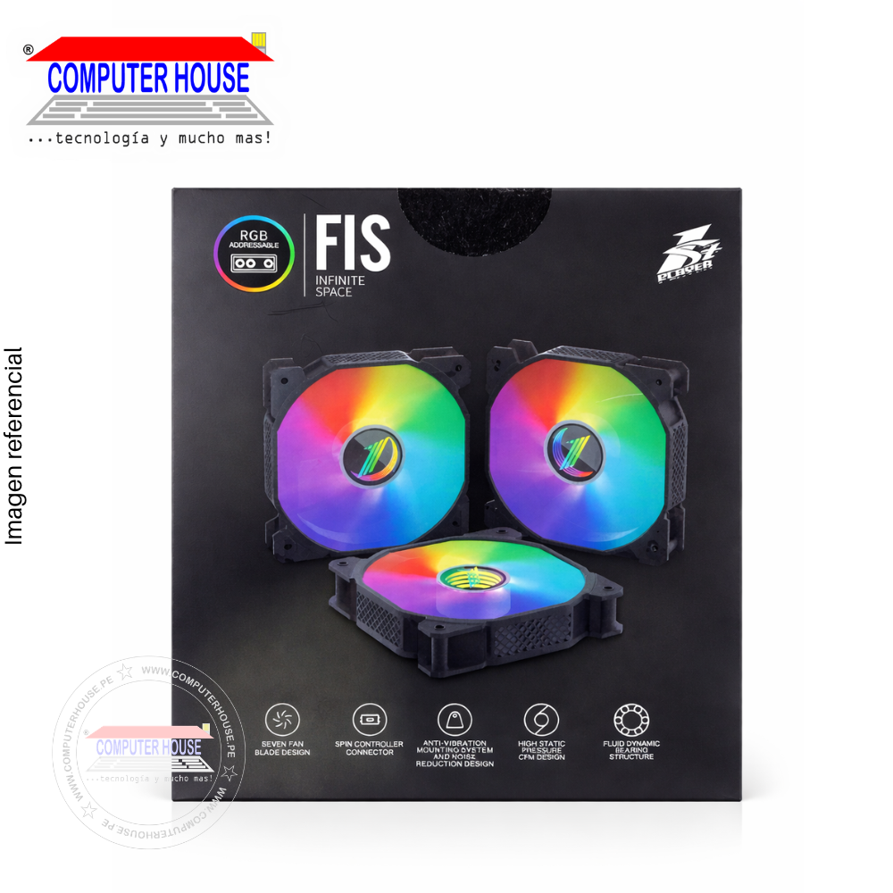 KIT ARGB 1ST PLAYER FIS 120mm X3, Controlador, Control Remoto, Negro.