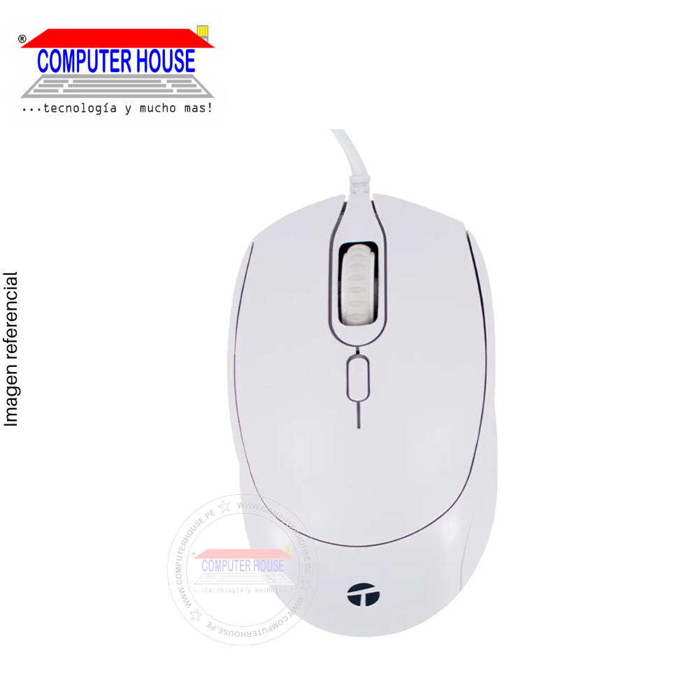Mouse Alámbrico TEROS TE-1225S USB Óptico 1600 DPI, Conexión USB-A.