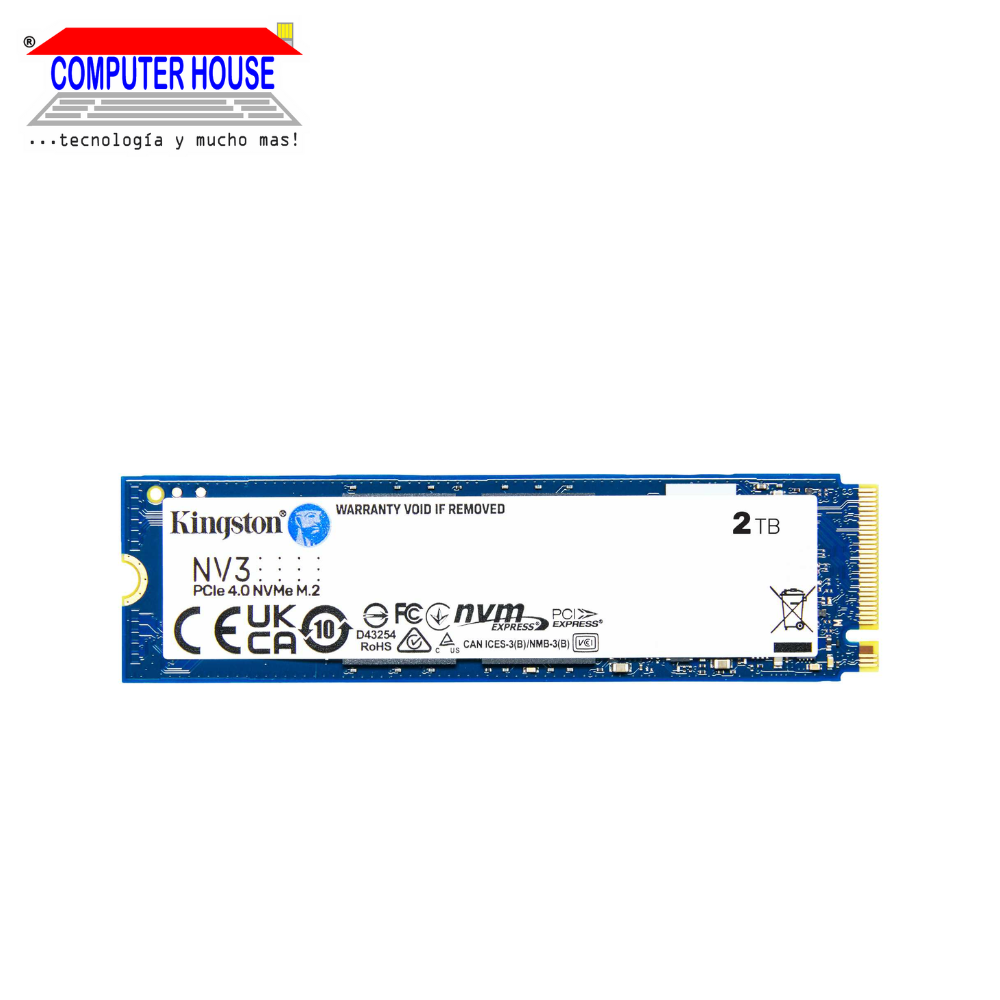 KINGSTON 2TB NV3 M.2 NVMe PCIe SSD (Max Read 6000Mb/s, Max Write 5000Mb/s).