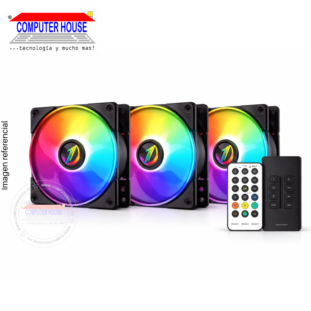 KIT ARGB 1ST PLAYER FIS 120mm X3, Controlador, Control Remoto, Negro.