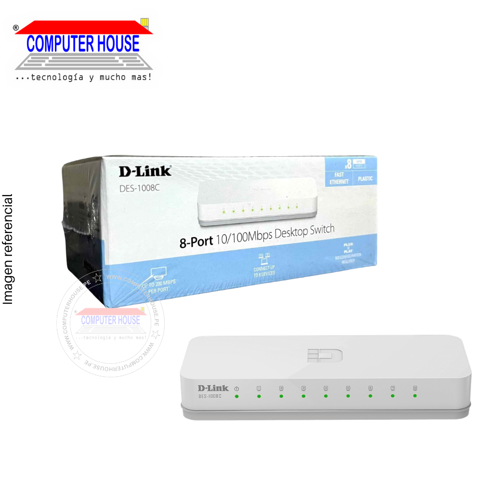 Switch D-LINK 1008C, 10/100 Mbps, 8 Puertos RJ45.