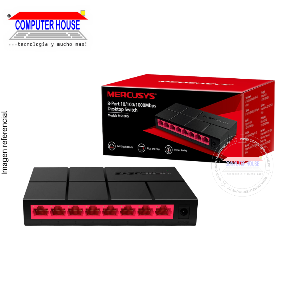 MERCUSYS MS108G 8-Port Gigabit Switch, 10/100/1000Mbps. 