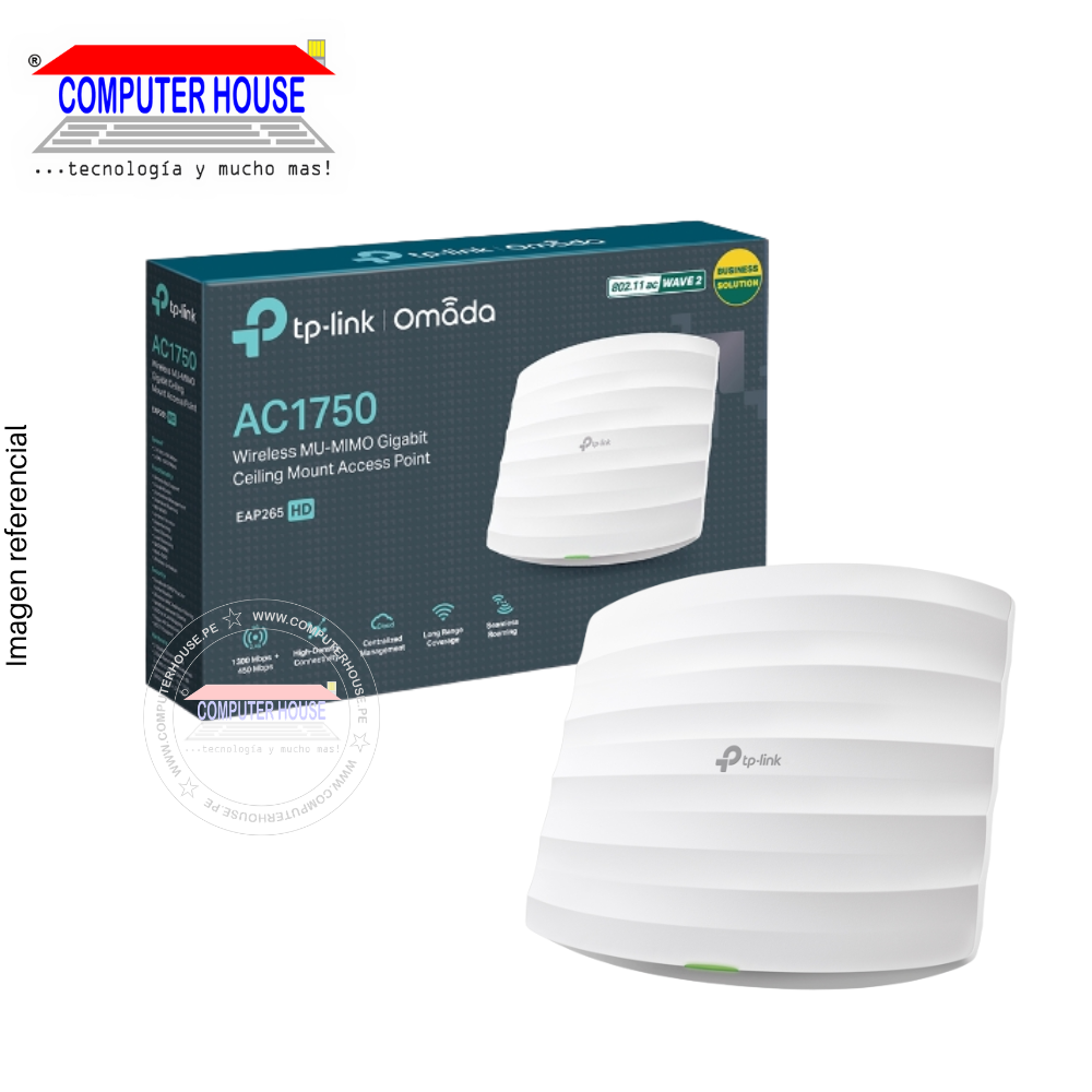 TP-LINK EAP265 Access Point/Repeaters, AC1750, Dual Band 2.4GHz (up to 450Mbps) and 5GHz (up to 1300Mbps), Ceiling Mount.