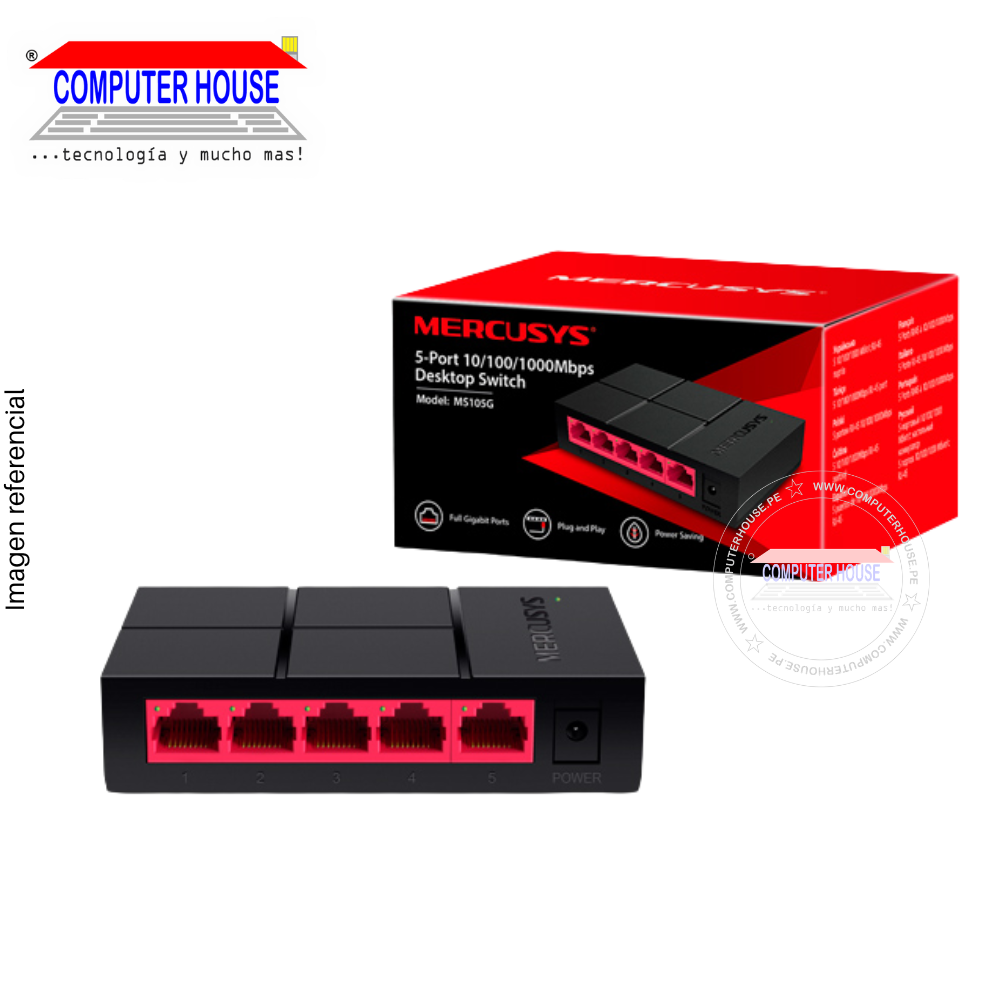 MERCUSYS MS105G 5-Port Gigabit Switch, 10/100/1000Mbps. 