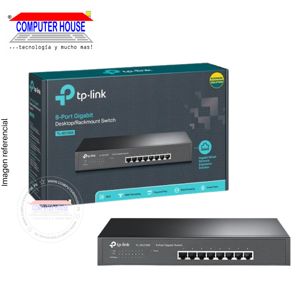 Switch TP-LINK SG1008, 10/100/1000 Mbps Gigabit, 8 Puertos RJ45.
