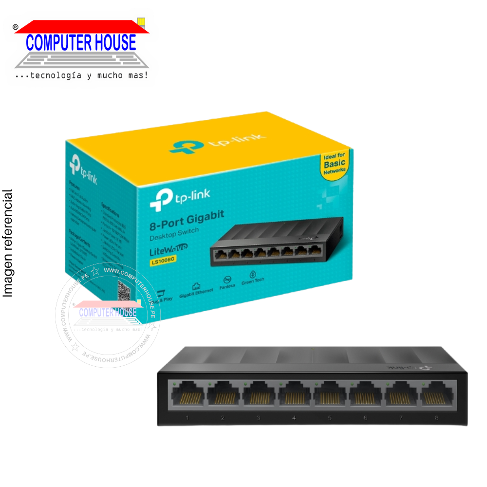 Switch TP-LINK LS1008G, 10/100/1000 Mbps Gigabit, 8 Puertos RJ45.