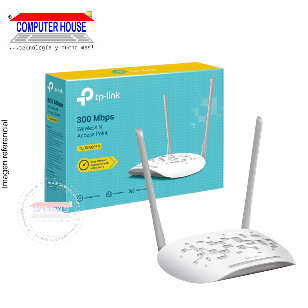 Access Point/Repetidor TP-LINK WA801N, Banda 2.4GHz (hasta 300Mbps).