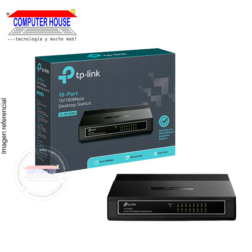 Switch TP-LINK SF1016D, 10/100 Mbps, 16 Puertos RJ45.