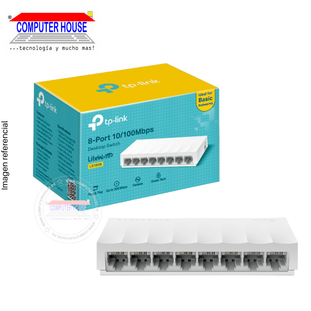 TP-LINK TL-SF1008D switch, 8 ports 10/100 Mbps.