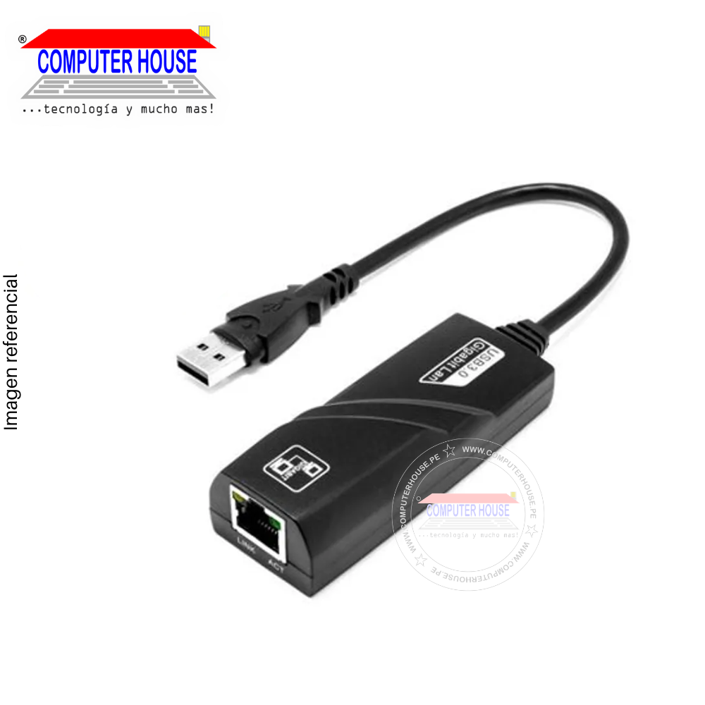Adaptador de Red Ethernet 10/100Mbps, USB-A, 2.0.