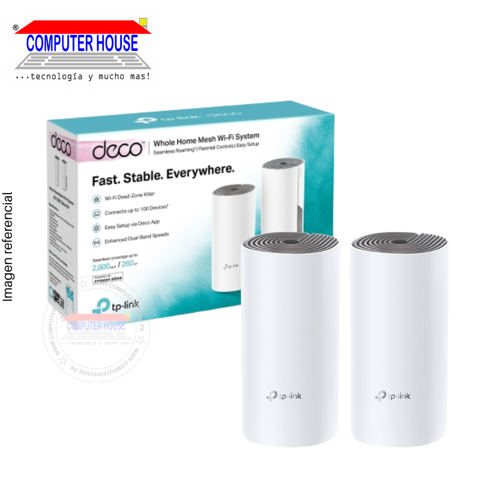 TP-LINK Deco E4 Access Point/Repeaters (2-Pack), AC1200, Dual Band 2.4GHz (up to 300Mbps) and 5GHz (up to 867Mbps), Mesh System.