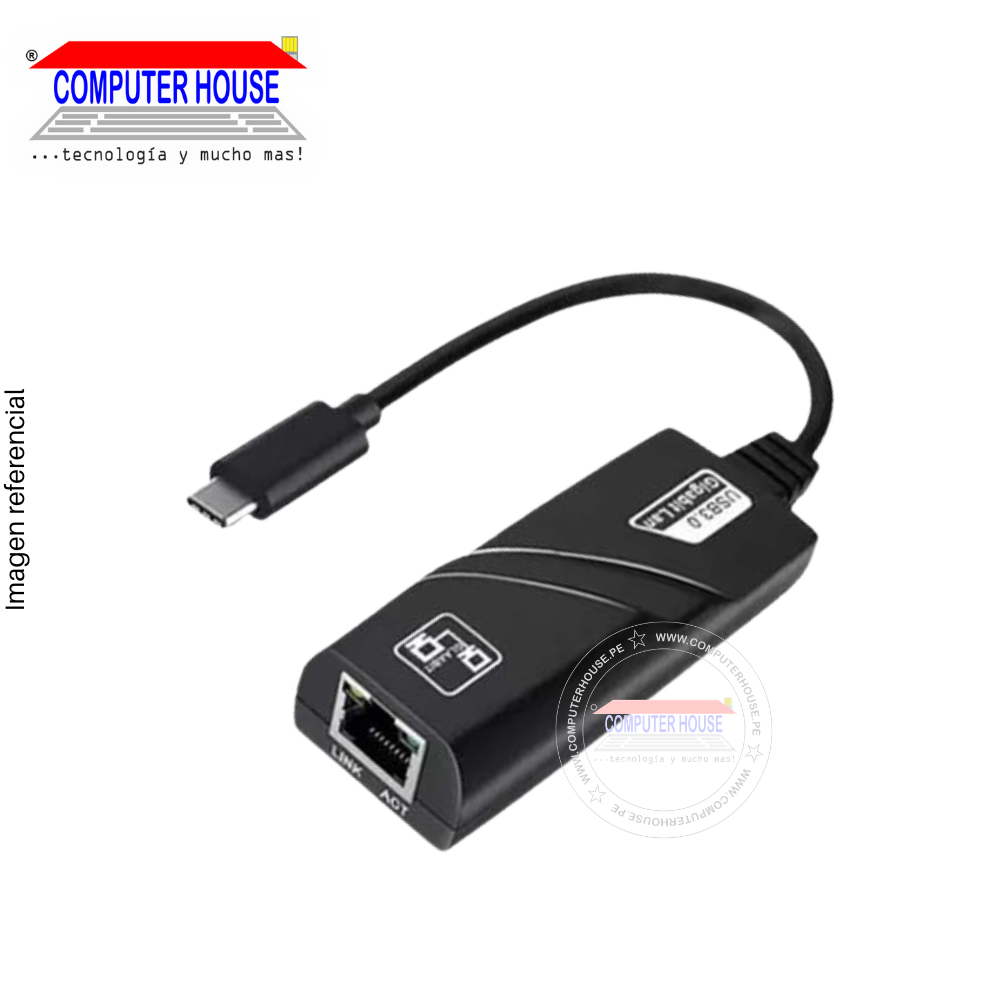Adaptador de Red Ethernet 10/100/1000Mbps Gigabit, USB-C, 3.0.