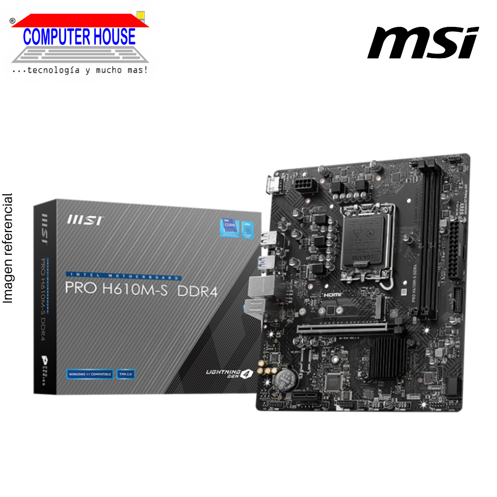 MSI PRO H610M-S DDR4 Motherboard, Intel H610 Chipset, LGA1700, mATX Supports 14th, 13th and 12th Generation Intel® Core™ Processors, Intel® Pentium® Gold and Celeron® Processors LGA 1700