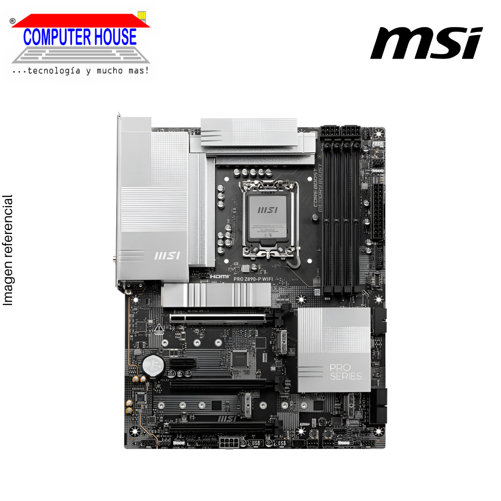 MSI PRO Z890-P WIFI Motherboard, DDR5, ATX, LGA1851 Socket, Supports 14th, 13th and 12th Generation Intel Processors. 