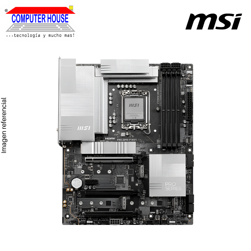 MotherBoard MSI PRO Z890-P WIFI, DDR5, ATX, Socket LGA1851, Soporta Procesadores de 14va, 13va y 12va Generación Intel.