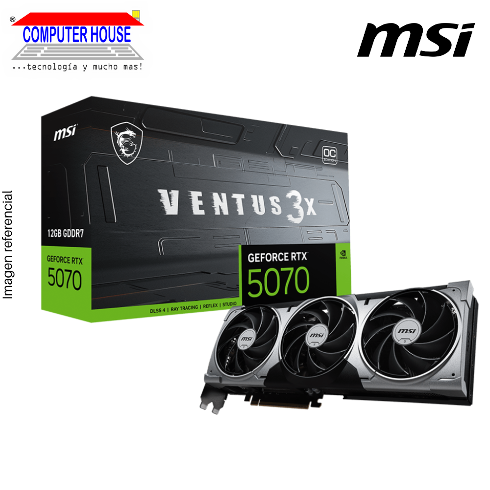 MSI RTX5070 12GB Video Card, GDDR7, Ventus 3x OC, NVIDIA GeForce, 3xDisplayPort, 1xHDMI, PCI-e 5.0.