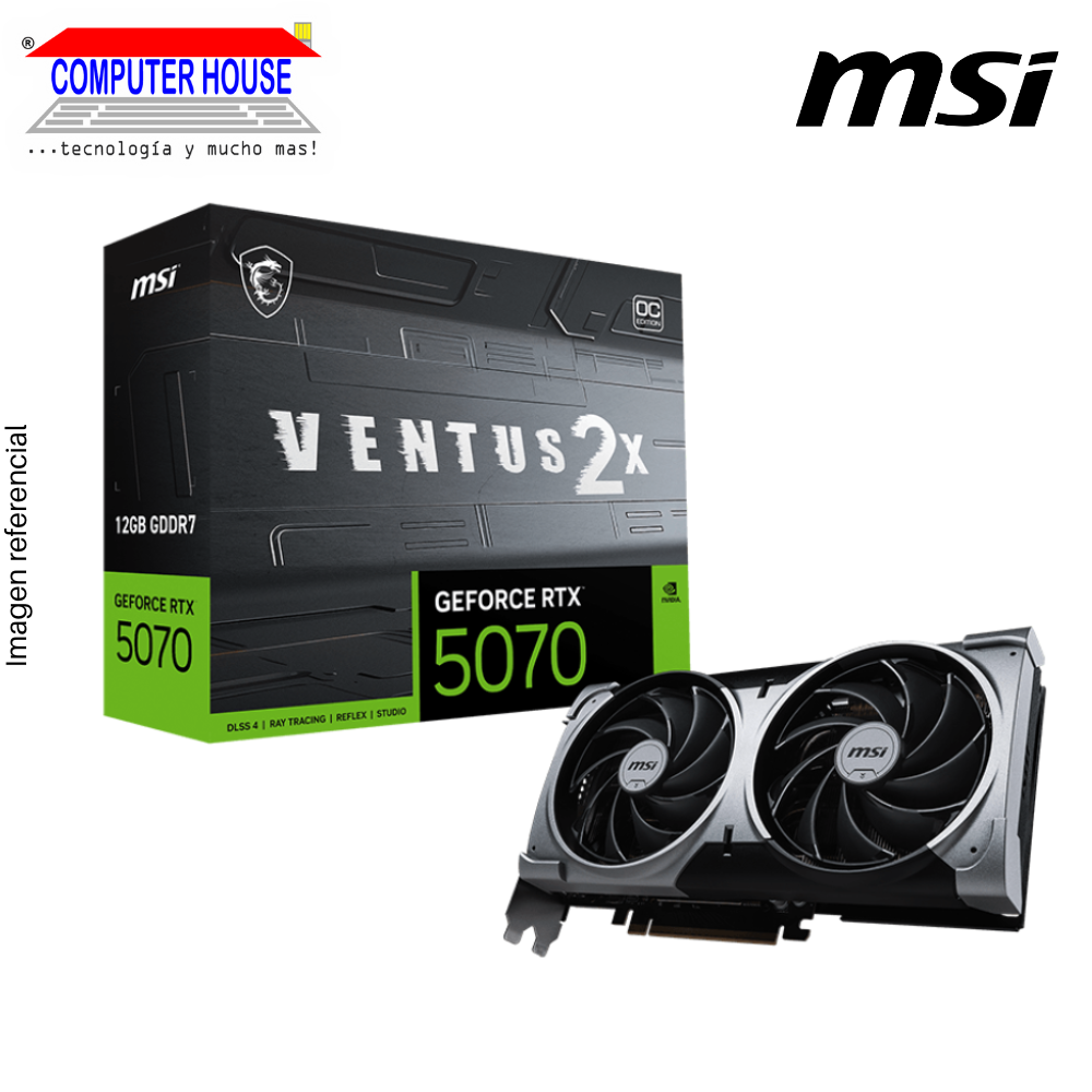 MSI RTX5070 12GB Video Card, GDDR7, Ventus 2x OC, NVIDIA GeForce, 3xDisplayPort, 1xHDMI, PCI-e 5.0.