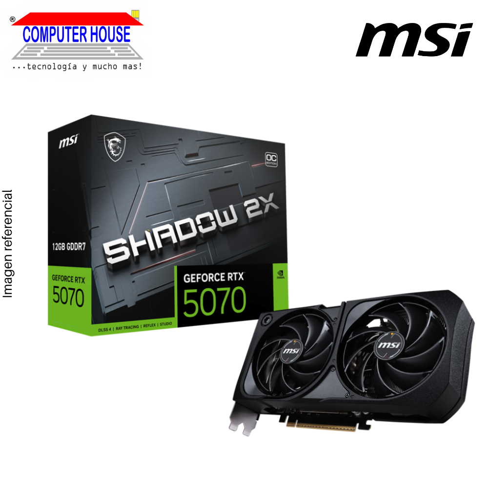 MSI RTX5070 12GB Video Card, GDDR7, Shadow 2x OC, NVIDIA GeForce, 3xDisplayPort, 1xHDMI, PCI-e 5.0.