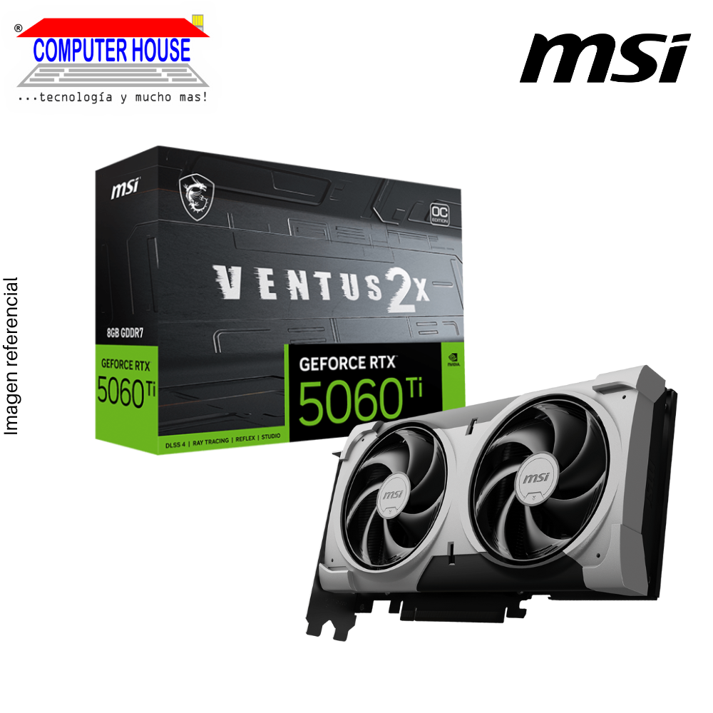 MSI RTX5060TI 8GB Video Card, GDDR7, Ventus 2x OC Plus, NVIDIA GeForce, 3xDisplayPort, 1xHDMI, PCI-e 5.0.