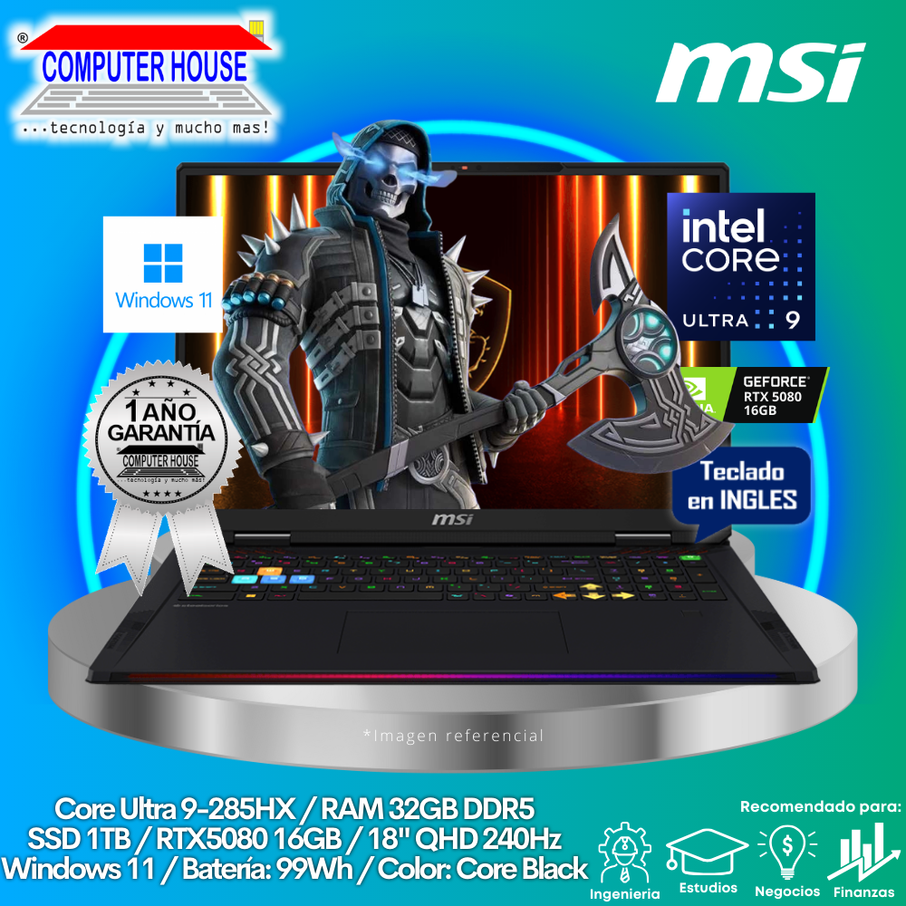 HP Vector 16 Laptop, Core Ultra 9-275HX, 16GB DDR5 RAM, 1TB SSD, RTX5080 16GB Video, 16" QHD 240Hz, English Keyboard, Windows 11.