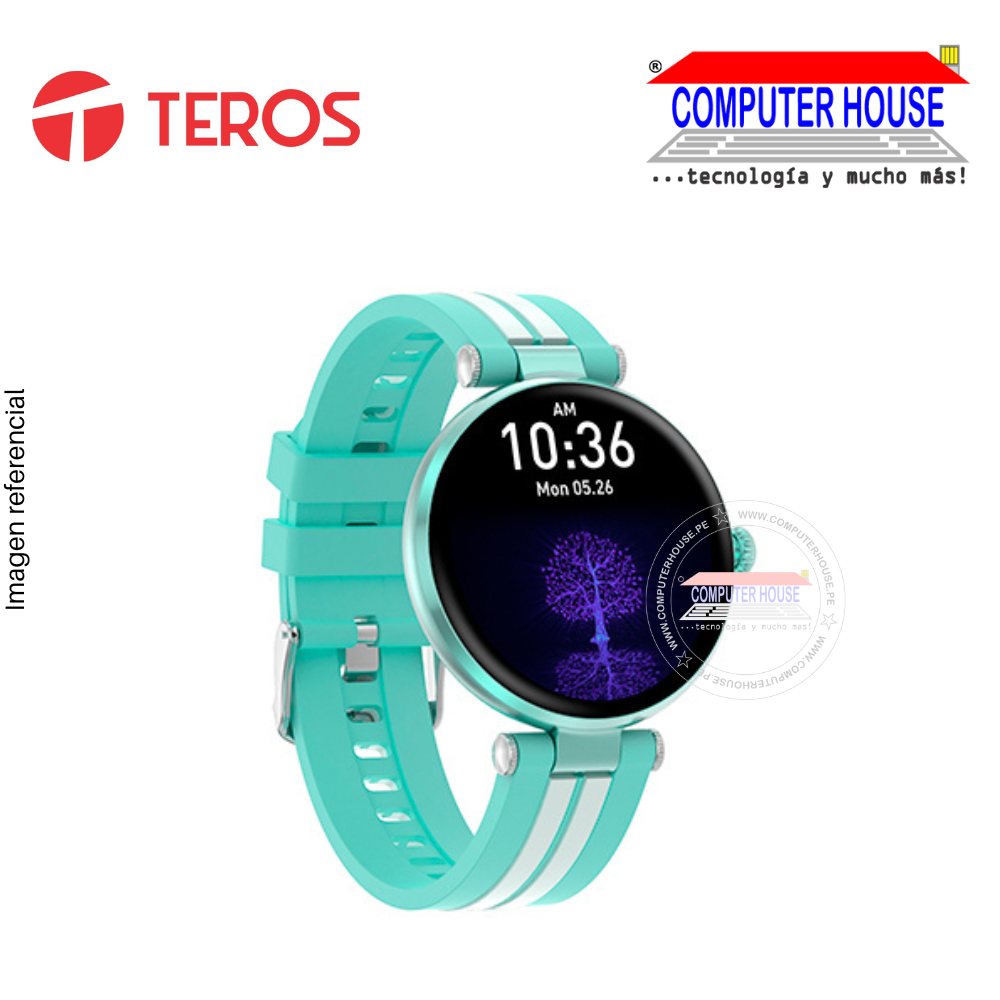 TEROS TE-8088 Smart Watch, 1.19'', Amoled, IP68, Bluetooth 5.1, Light Blue, SmartWatch.