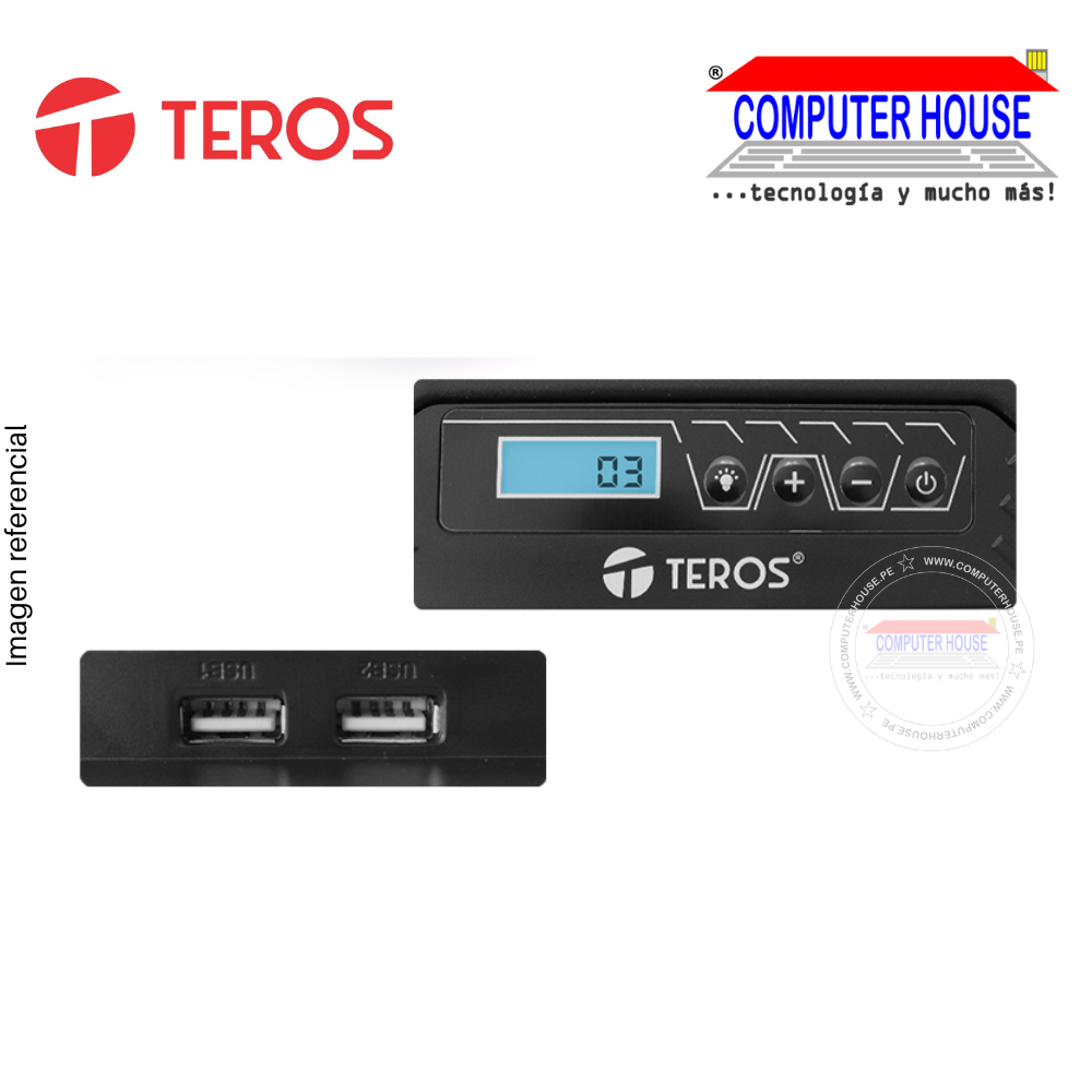 Cooler para Laptop TEROS TE-7130N, 3 Ventiladores, RGB, Hasta 19".