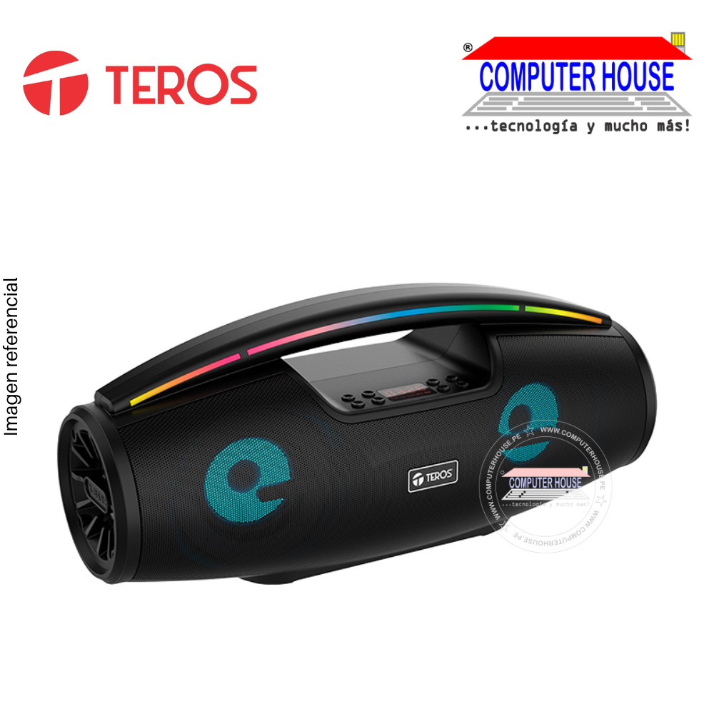 Parlante Bluetooth TEROS TE-6042N, 20W (2x10W), 3000mAh, Negro