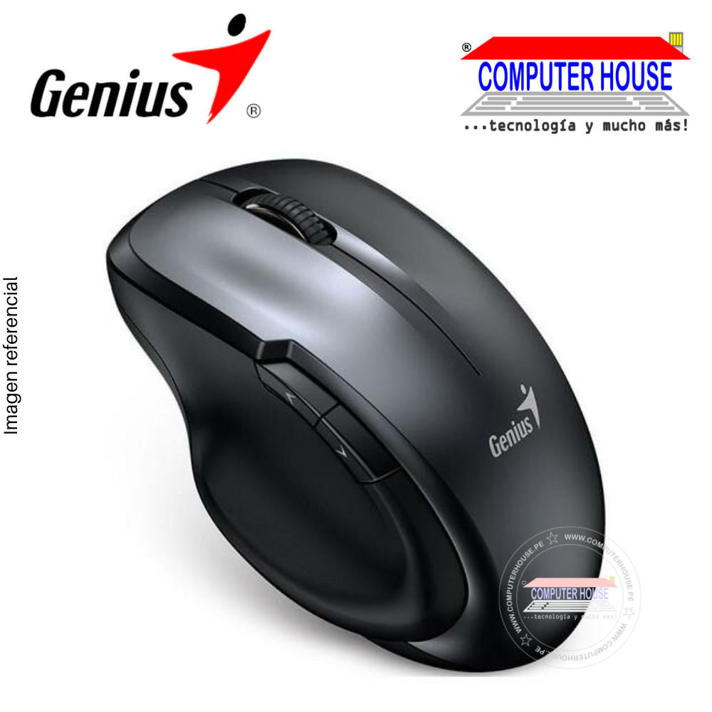 GENIUS Mouse inalámbrico 8200S ERGO Silent Blueeye 5-BOT GREY (31030029401)