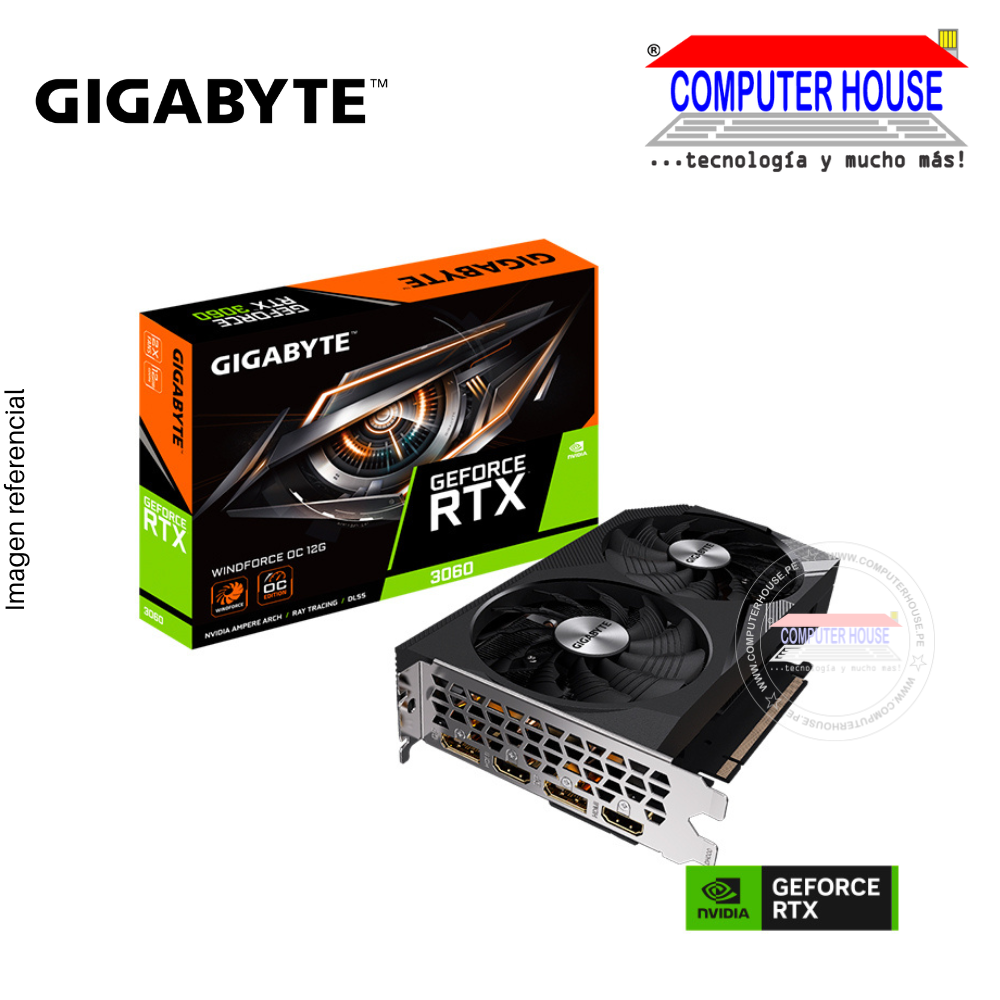Tarjeta de video Gigabyte RTX3060 12G, GDDR6, WINDFORCE OC, PCI-E 4.0 x16, GeForce.