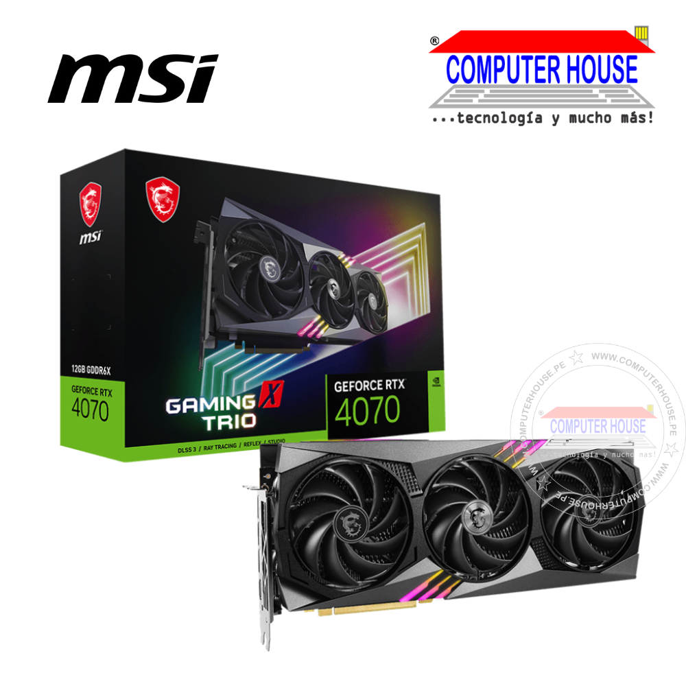 Tarjeta de video MSI RTX4070Ti 12GB, GDDR6X, GAMING X TRIO, PCI-E 4.0, GeForce