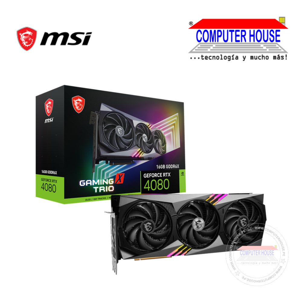 Tarjeta de video MSI RTX4080 16GB, GDDR6X, GAMING X TRIO, PCI-E 4.0, GeForce.