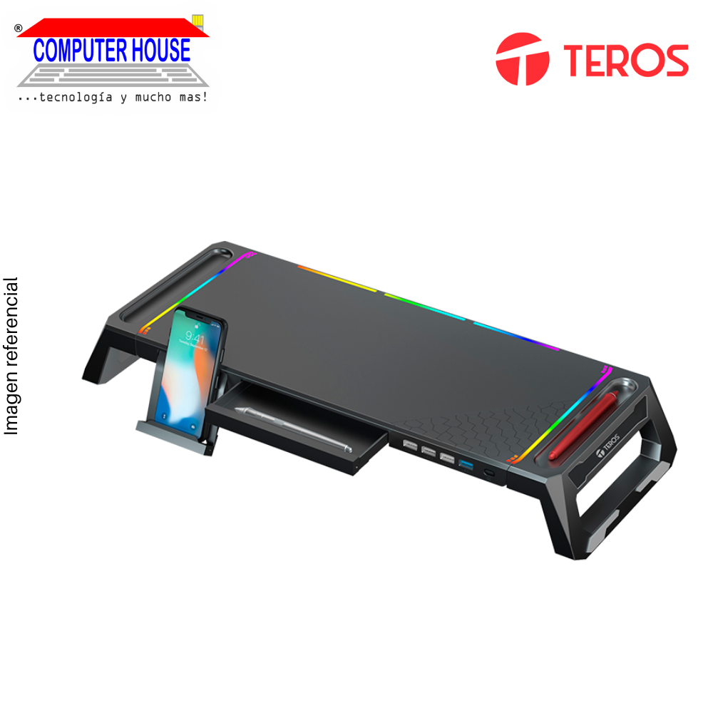 Stand para monitor RGB multipropósito TEROS TE-7131N, 4 puertos USB