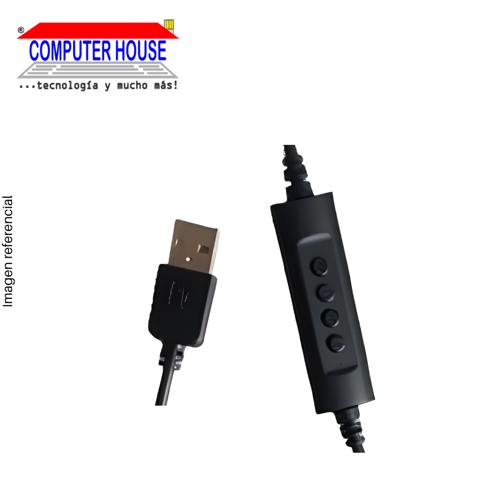 Headphones with microphone, Teros 8037N Headset, USB, Black.