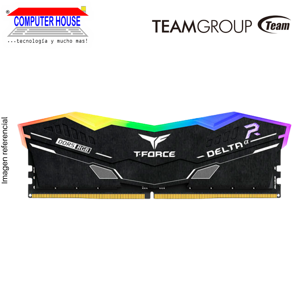 Memoria RAM DDR5 DIMM TeamGroup 16GB, 6000MHz, T-Force Deltaα RGB, CL38, 1.25V, Negro.