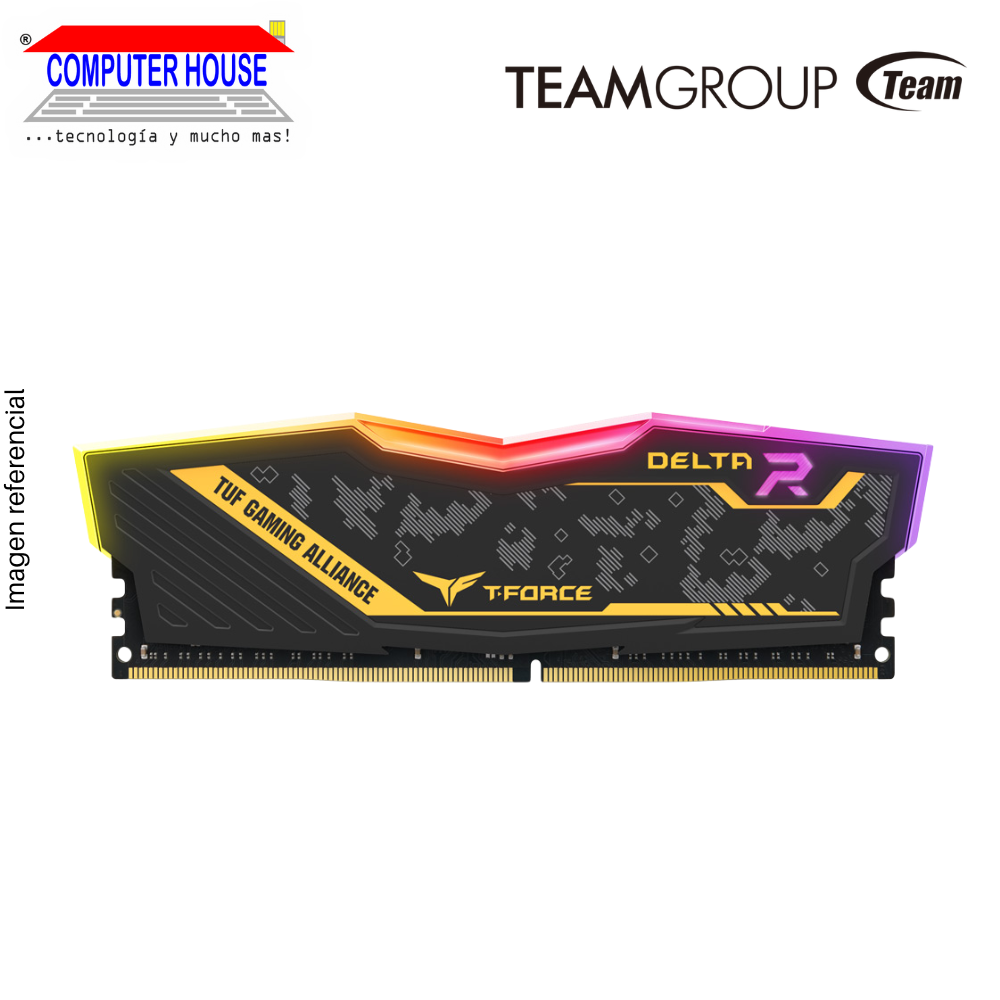 Memoria RAM DDR4 DIMM TeamGroup 16GB, 3200MHz,T-Force, Delta, TUF, RGB, CL16-20-20-40 1.35V.
